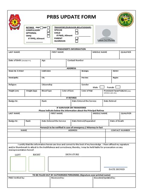 prbs update|Prbs Update Form: Transferee/Survivor (Relationship) .